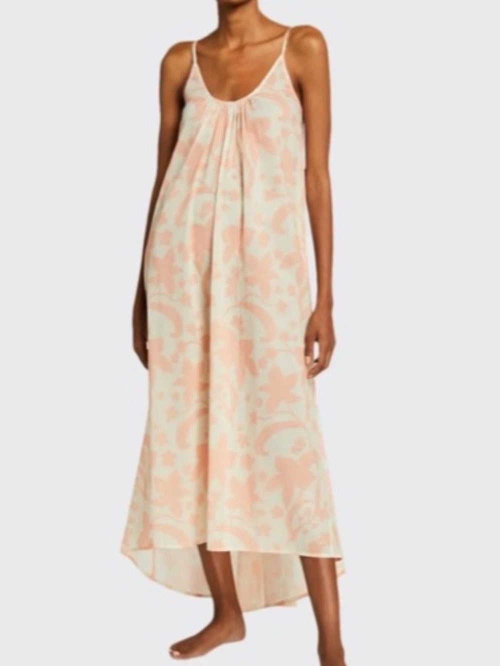 Pour Les Femmes Cream and Peach Floral Nightgown